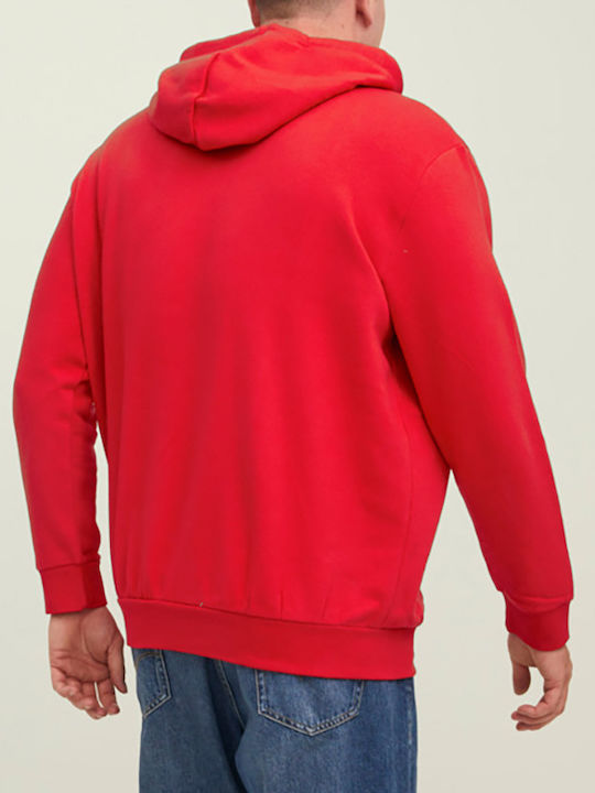 Jack & Jones Men's Sweatshirt with Hood and Pockets Red