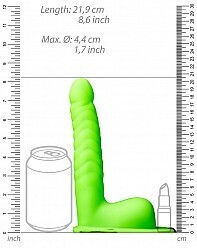 Shots Ouch Ribbed Hollow Glow In The Dark Harness με Dildo 21cm σε Πράσινο Χρώμα