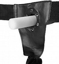 Shots Curved Hollow Glow In The Dark Harness with Dildo 20.6cm in Green Color