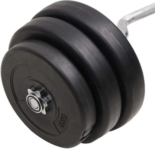 vidaXL ​Στραβόμπαρα Φ25mm Σετ με Βάρη 90kg Μήκους 120cm με Βιδωτά Κολάρα