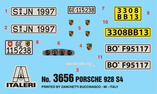 Italeri Porsche 928 S4 Фигура за Моделизъм Автомобил 86 Части в Мащаб 1:24 19см.