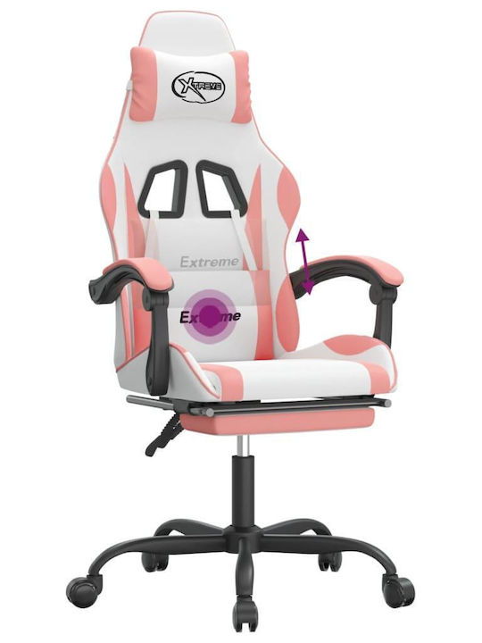 vidaXL 349588 Gaming Stuhl mit Fußstütze White / Pink