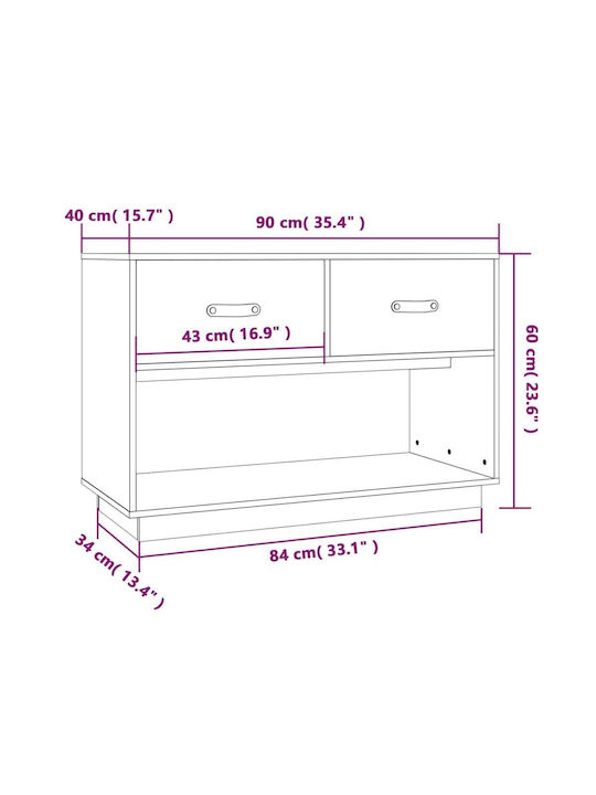 TV-Ständer aus Massivholz Beiges M90xT40xH60cm