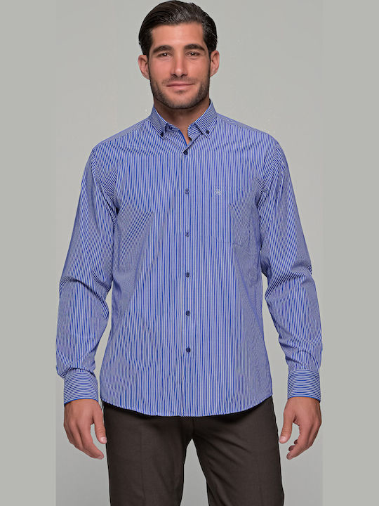 02 Long-sleeved Shirt Striped Light Blue