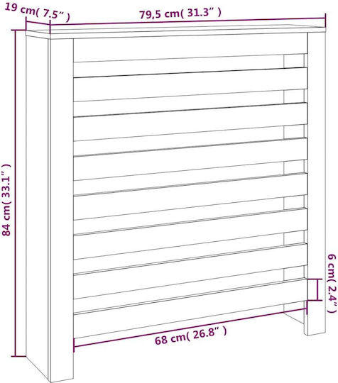 vidaXL Калориферен Капак от Масивно Дърво Кафяв 79.5x19x84см