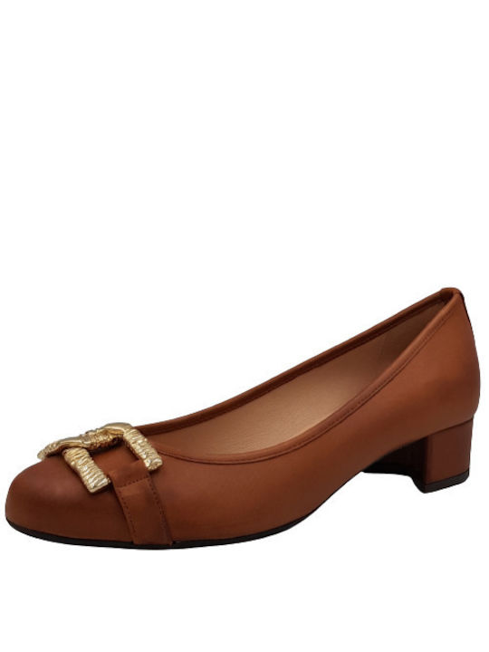 Mourtzi Leather Tabac Brown Low Heels