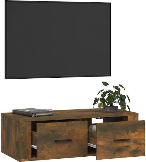 Wall Living Room Cabinet Made of Particle Board Smoked Oak 80x36x25cm