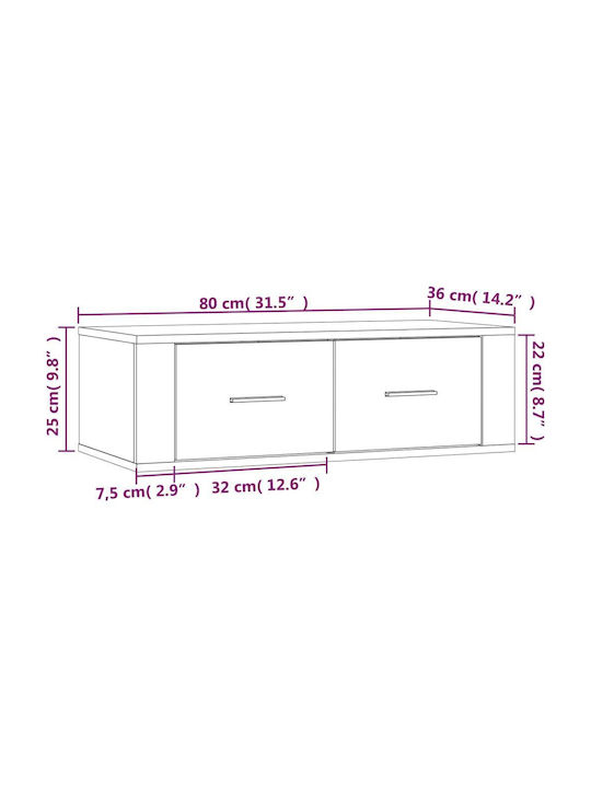 Cabinet Wall Smoky Oak 80x36x25cm
