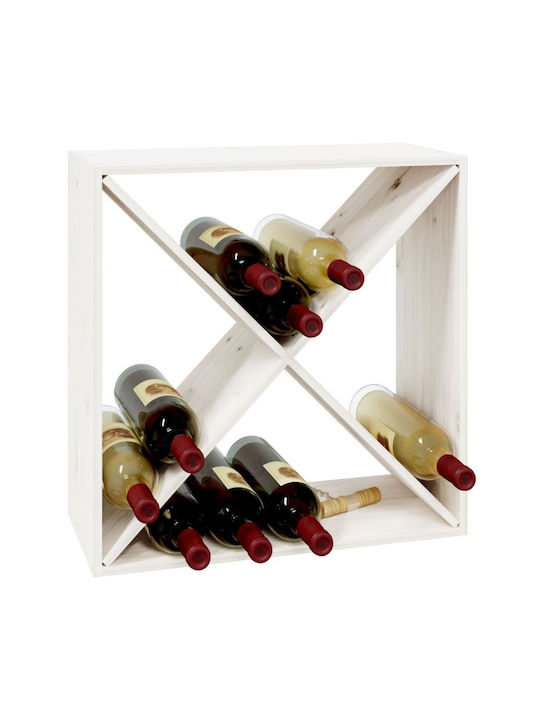vidaXL Freistehend Flaschenhalter Hölzernes Weiß 62x25x62εκ.