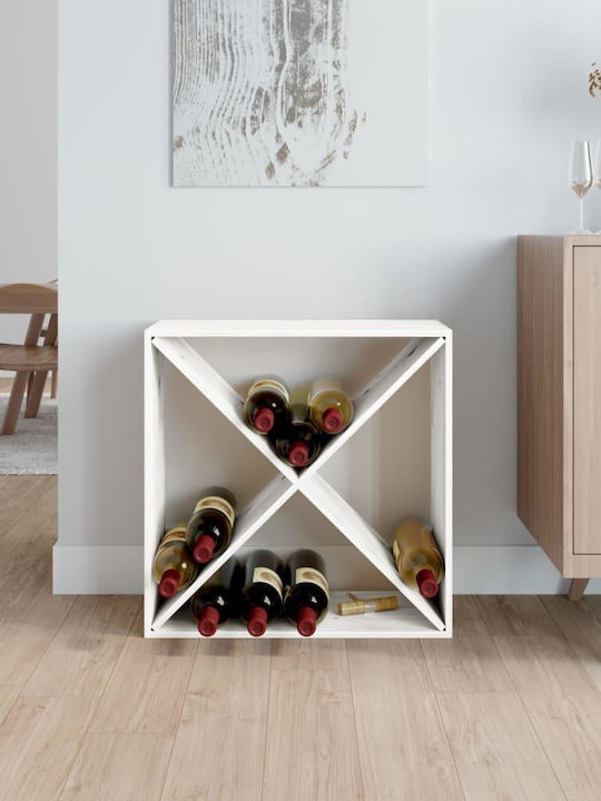 vidaXL Freistehend Flaschenhalter Hölzernes Weiß 62x25x62εκ.