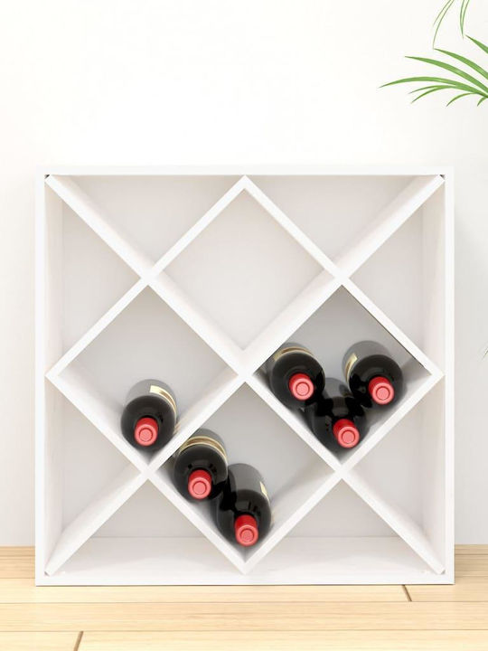 vidaXL Free Standing Wooden Wine Rack White 62x25x62cm