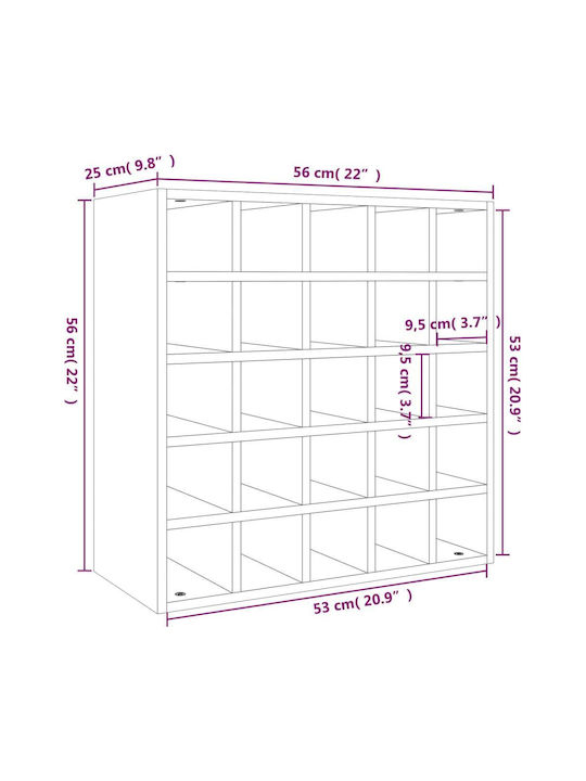 vidaXL Freistehend Flaschenhalter Hölzernes für 25 Flaschen White 56x25x56εκ.