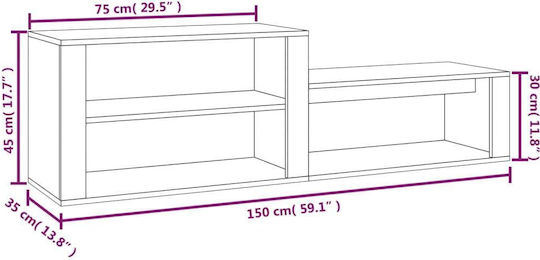 Wooden Shoe Organizer with 2 Shelves Yellow 150x35x45cm