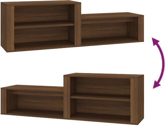 Wooden Shoe Organizer with 2 Shelves Yellow 150x35x45cm