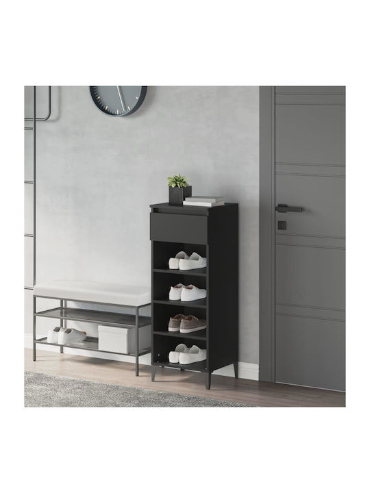 Wooden Shoe Organizer with 4 Shelves Black 40x36x105cm