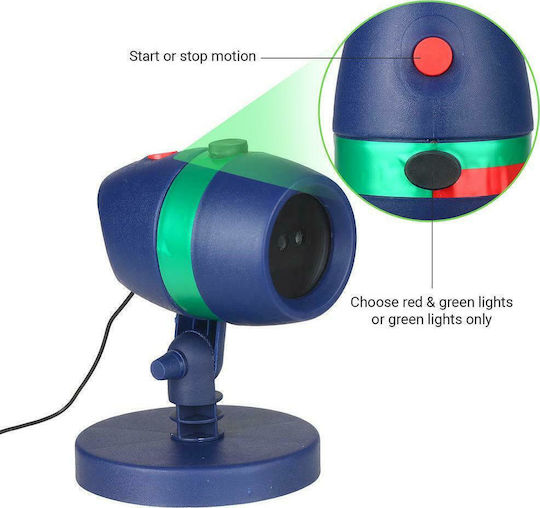 Χριστουγεννιάτικος Προβολέας Laser με Κόκκινο / Πράσινο Φωτισμό Ρεύματος IP44 Εξωτερικού Χώρου
