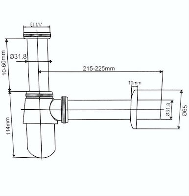 Viospiral Siphon Spülbecken mit Ausgang 32mm Silber