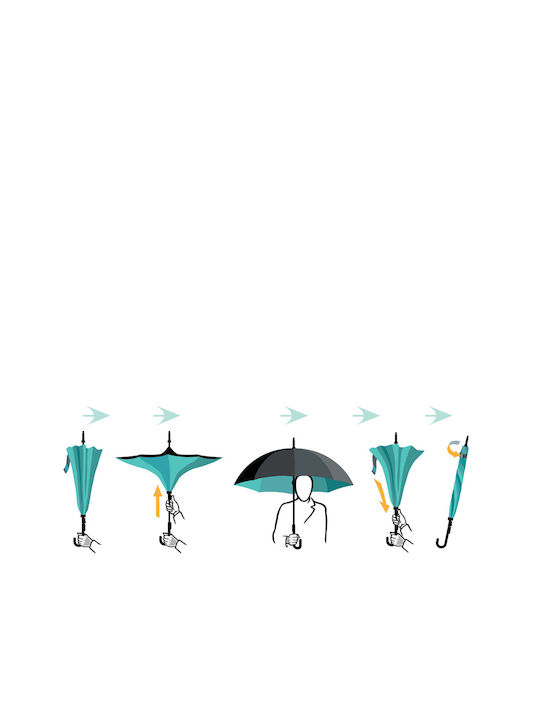Umbrella with Walking Stick Orange