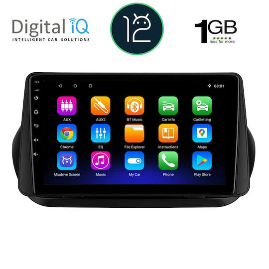 Digital IQ Auto-Audiosystem für Peugeot Bipper Fiat Fiorino / Qubo Citroen Nemo 2008+ (Bluetooth/USB/AUX/WiFi/GPS/Apple-Carplay/Android-Auto) mit Touchscreen 9"