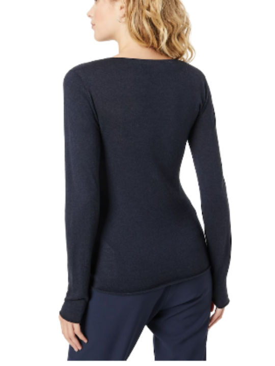 120% LINO WOMAN KNIT SWEATER NAVYBLUE Γυναικείο