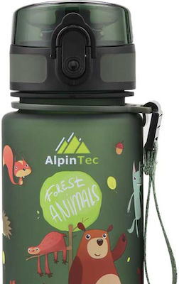 AlpinPro Kids Plastic Water Bottle Forest Animals Green 350ml