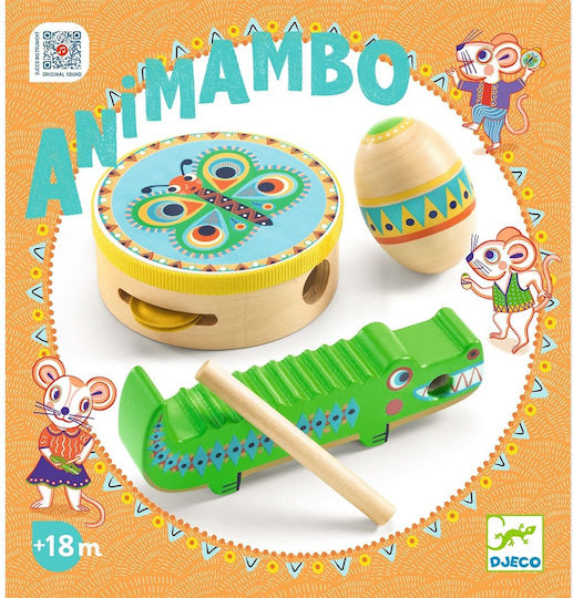 Djeco Set Lemn Tamburină Maracă și Răzuitor pentru 1.5+ Ani