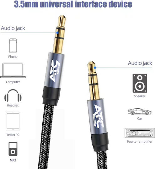 ATC 3.5mm Male to 3.5mm Male Audio Cable Black 1.5m with Gold Plated Terminals 02.008.0123