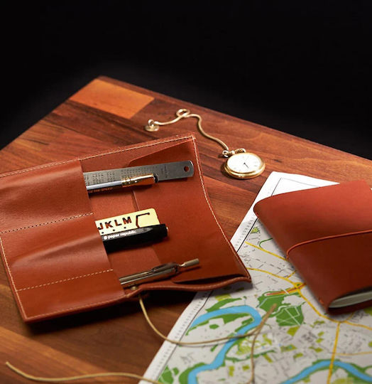 Paper Republic Le Porte Plume Piele Husa pentru 8 Pix in culoarea Galben Miere Cognac