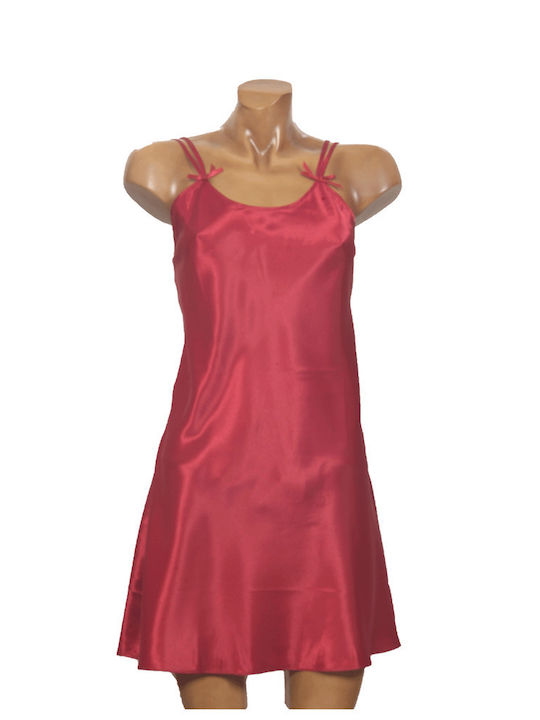 Mystico Satin Robe Set with Nightdress Bordeaux - Bordeaux