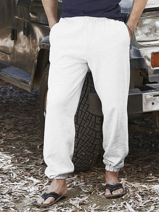 Fruit of the Loom Men's Sweatpants with Rubber White