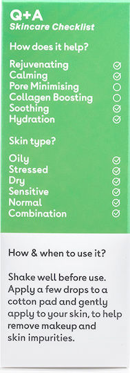 Q+A Natural Skincare Grüner Tee Gesichtswasser Tonisierung 100ml