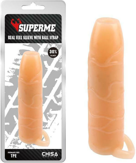 Chisa Novelties Real Feel Sleeve Mit Ball Strap Penis-Verlängerung Flesh 14.5cm
