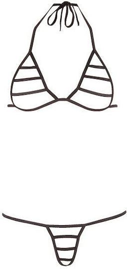 Mandy Mystery Minimalist Strappy Bikini Секси Комплект Бельо Black