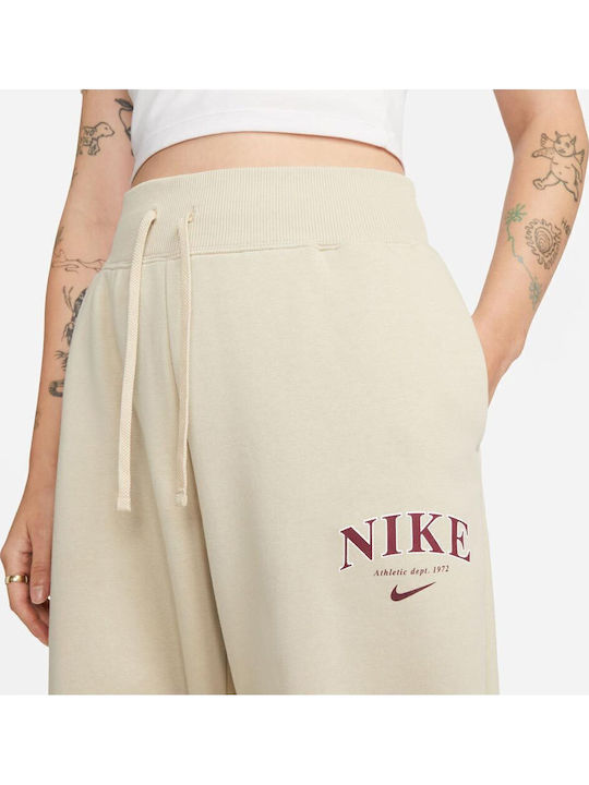 Sportswear High Waist Sweatpants Fleece Beige