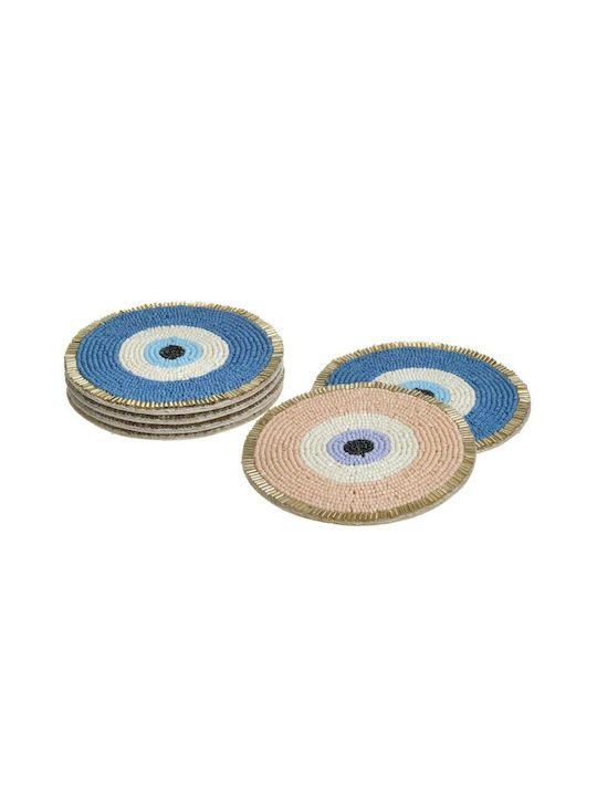 Inart Rund Untersetzer Glas Mehrfarbig 10cm 6Stück