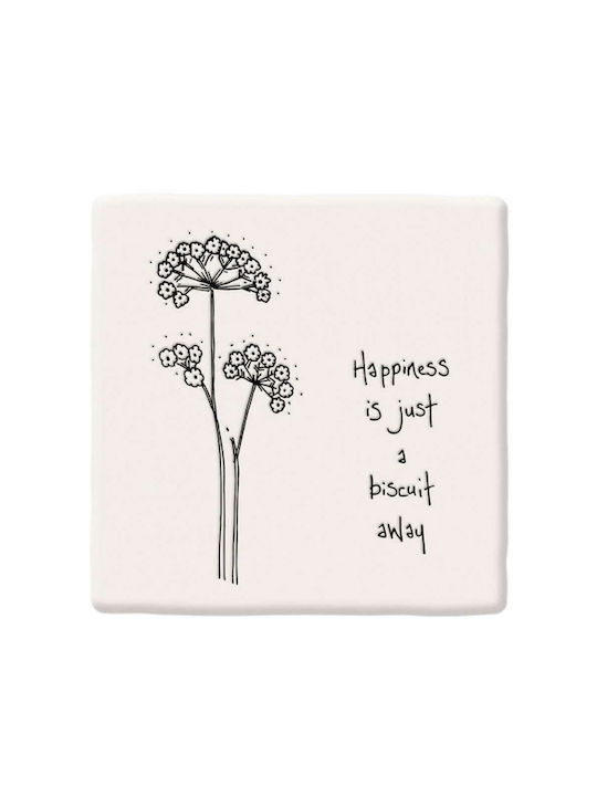 Synchronia Ceramic White Coaster Happiness Biscuit