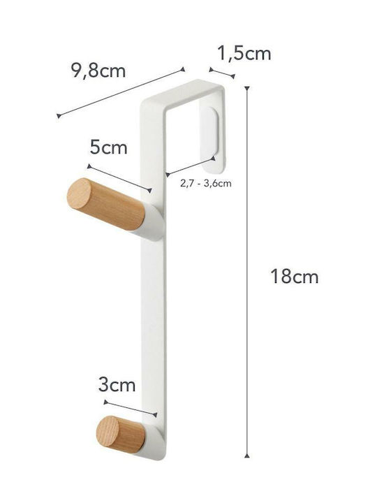 Yamazaki Door Hook 2 Slots Metallic 9.8x9.8x18cm