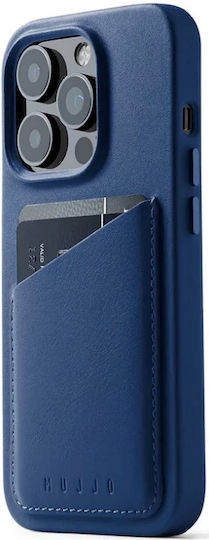 Mujjo Full Leather Wallet Δερμάτινο 1mm Monaco Blue (iPhone 14 Pro)