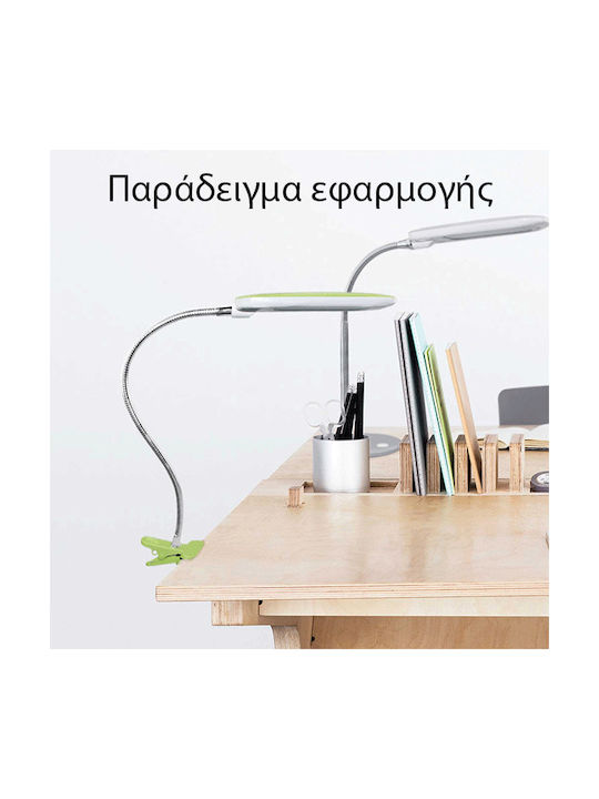 Aca Baz2 LED Office Lamp with Flexible Arm and Clip in White Color
