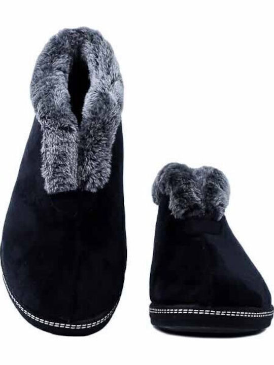 Anatomical Women's Slippers with Fur Black