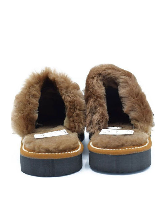 Soulis01 Winter Women's Slippers with Fur Brown