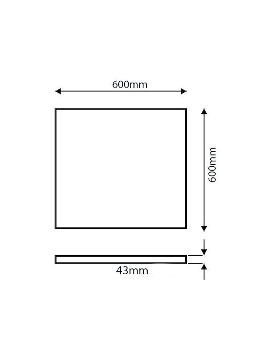 Adeleq Square Outdoor LED Panel 50W with Warm White Light 60x60cm