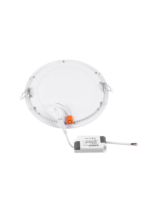 GloboStar Round Recessed LED Panel 20W with Warm White Light 2700K 22.2cm
