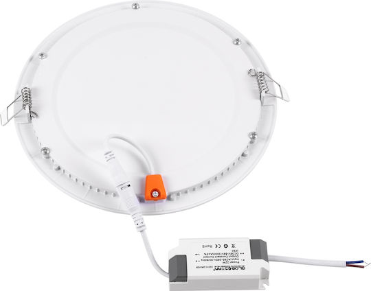 GloboStar Στρογγυλό Χωνευτό LED Panel 20W με Θερμό Λευκό Φως 2700K 22.2εκ.