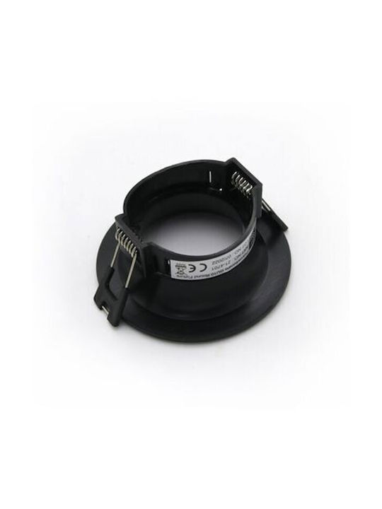 Adeleq Round Metallic Recessed Spot with Socket GU10 Black 8.6x8.6cm.