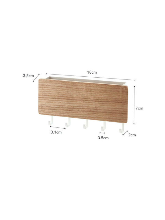 Yamazaki Wall Key Holder Metallic White 5 positions 18x3x9.5cm