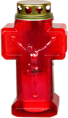 Viosarp Plastic Memorial Electric Tribute Candle Σταυρός Red 150 Days Burning Time 10x10x19cm