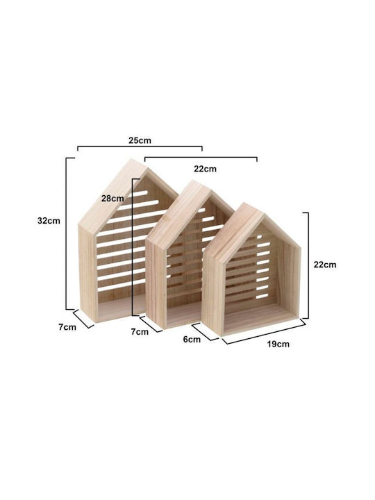 Click Set Dekorative Boxen Holz Natural/beige 3Stück