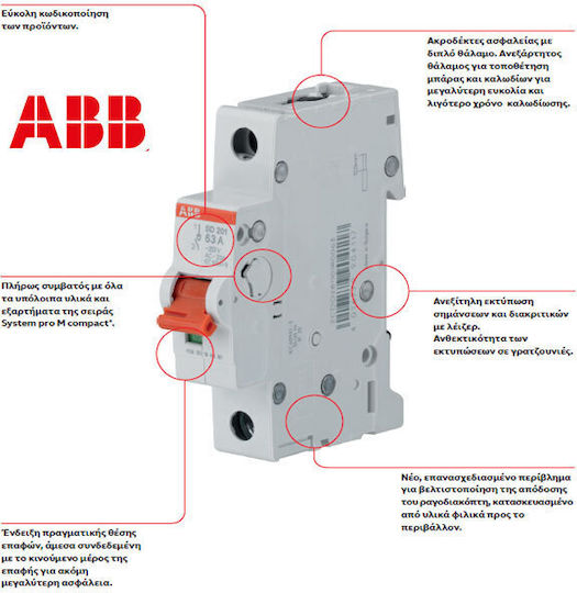 Abb SD201-25 1-Pole General Use Panel Push Button Switch 253V 25A