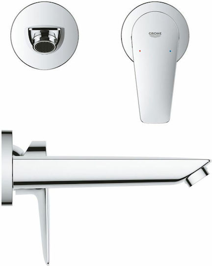 Grohe Bauedge Set Mischer & Auslauf für Wandmontage für für Waschbecken 1 Ausfahrt Silber